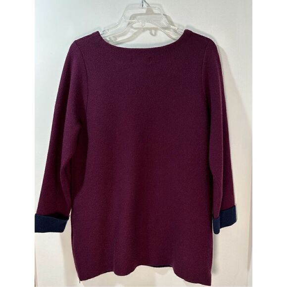 Nanette Lepore Vintage cranberry pullover wool sweater w/gray cuffs-L. #11-0274 - Picture 2 of 5